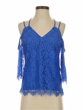 Bar lll Women's Royal Blue Lace Cold-Shoulder Spaghetti Strap Top